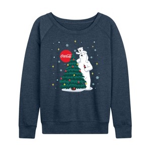 Women's - Coca-Cola - Christmas Tree Lightweight French Terry Wide Neck Long Sleeve Shirt - 1 of 4