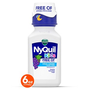 Vicks NyQuil Kids' Free Of Cold & Cough + Runny Nose Liquid - Grape - 6 fl oz - 1 of 4