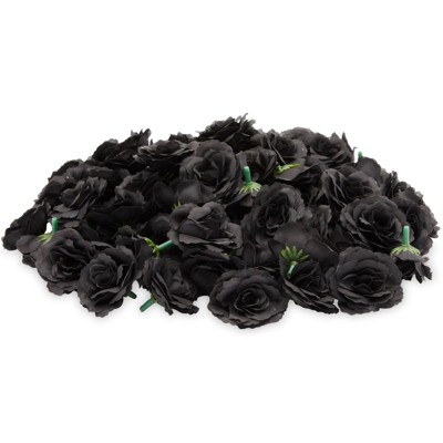 Bright Creations 75 Pack Mini Black Silk Artificial Flower Heads for Arts and Crafts, Decorations (2 in)