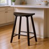 HomeRoots 25" Black Solid Wood Backless Counter Height Bar Chair - 2 of 4