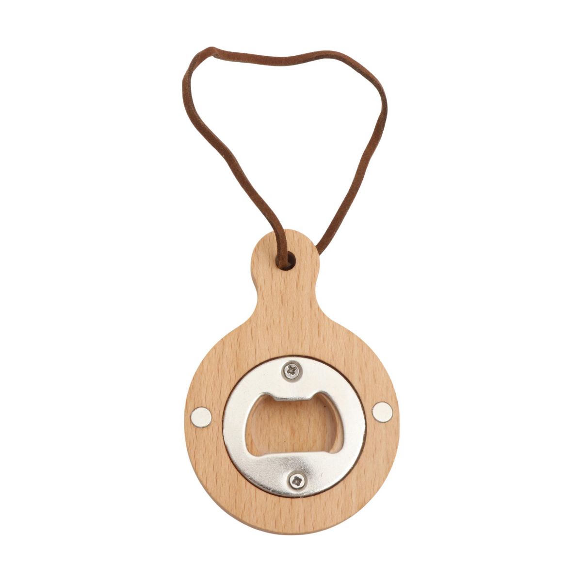 Unique Bargains Bottle Opener Magnetic Wood Round Handle Magnet Wood Light Brown 2.36"x3.35"x0.47" 1 Pcs - thumbnail 5
