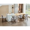 NicBex Set of 2 Modern Counter Bar Stools Height Kitchen Chairs, Curved Linen Upholstered Back with Copper Nailheads & Solid Hardwood Frame - 3 of 4