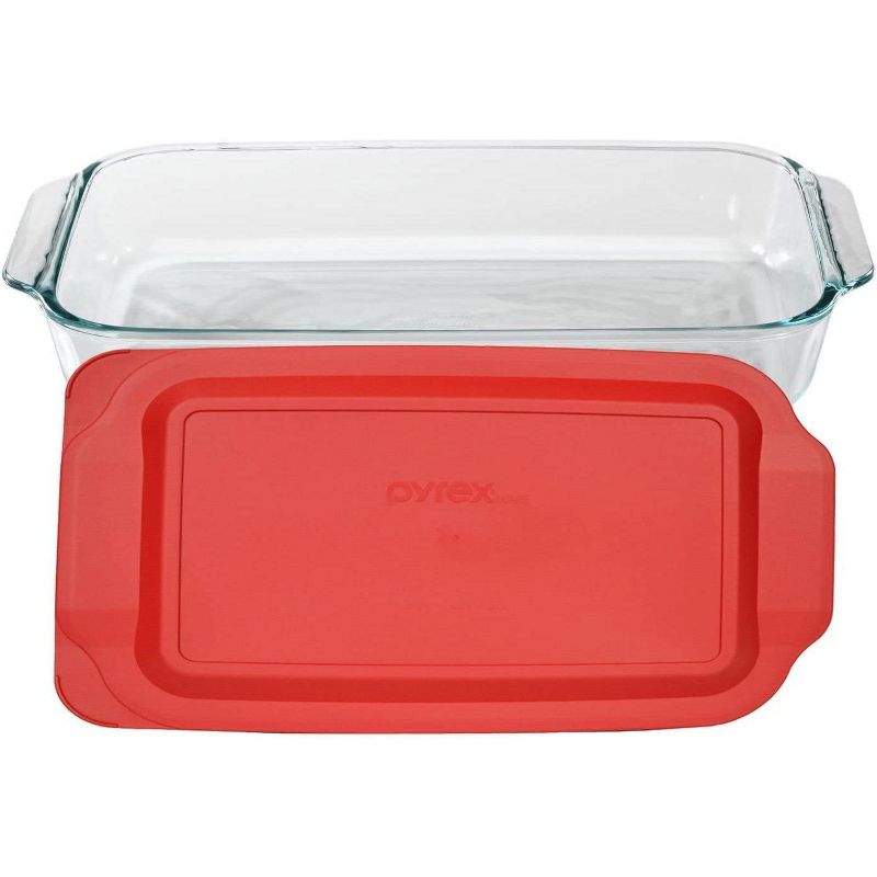 Pyrex Basics 3-qt Oblong with Red Cover KC12026, 2PK-3QT, 2 of 6