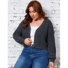 Clearlove Women's Plus Size Chunky Knit Open Front Sweater Long Sleeve Button Loose Short Cardigan Outerwear - 3 of 4
