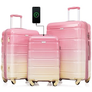 Lightweight Spinner Luggage Set with USB Charger and TSA Lock for Travel and Business 20" 24" 28" Inch - Cuddlewood - 1 of 4