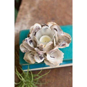 Flower-Shaped Oyster Shell Candle Holder – 3.25" Tall Set of 4 by Kalalou - 1 of 3