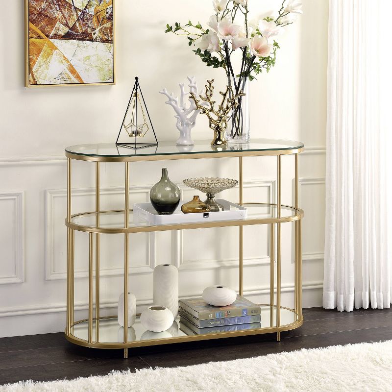 Invergarry Mirrored and Tempered Glass Sofa Table Gold - miBasics, 5 of 7