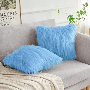 Unique Bargains Plush Decorative Solid Throw Modern Bedroom Pillow Covers 2 Pcs - 1 of 4