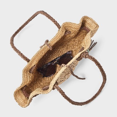 A New Day Hand Woven Straw Bead Charm Mini Fan Tote Bag - A New Day™ Natural — фото 4