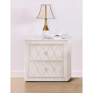 NicBex 2 Drawers Nightstand with Faux Marble Top Bedside Table with Button Tufted Faux Crystal Tufted End Table for Living Room, Bedroom - 1 of 4