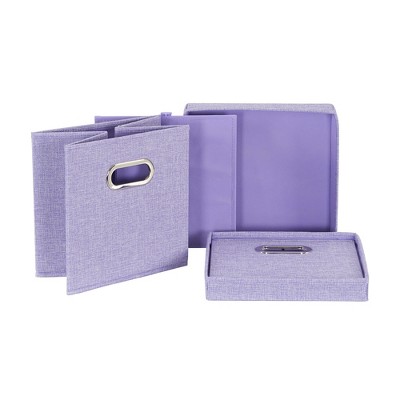 Lavender Fabric Collapsible Storage Cube Set with Lids, 11"