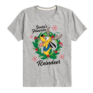 Boys' - Disney - Santas Favorite Reindeer Pluto Christmas Short Sleeve Graphic T-Shirt - 1 of 4