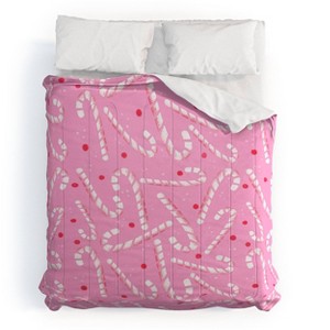 Deny Designs King RosebudStudio Pink Candycanes Comforter and Pillow Sham Pink - 1 of 4