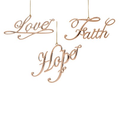 Gallerie II Rose Gold Words Holiday Christmas Xmas Ornament Plastic A/3
