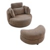Fabric Round Swivel Chair with Moon Ottoman and 4 Pillows - 4 of 4
