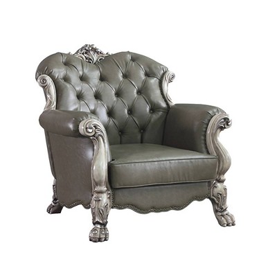 Dresden 45" Vintage Bone White PU Tufted Chair