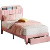 Bed Frame Velvet Upholstered Platform Bed with Bookcase Headboard for Kids Girls Heavy Duty Steel Support Legs Easy Assembly Noise Free - 3 of 4
