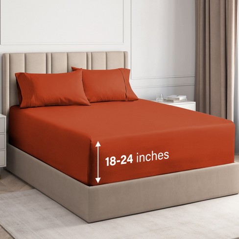 Cgk Linens 4 Piece Extra Deep Pocket Microfiber Sheet Set In Terracotta ...