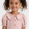 Toddler Girls' Short Sleeve Peter Pan Collar Woven Peplum Top - Cat & Jack™ - 2 of 4