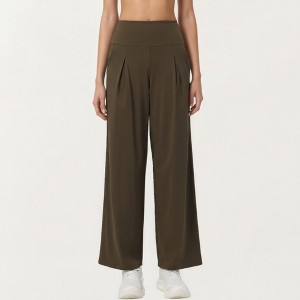 Anna-Kaci Active Women's High Waist Pleated Wide Leg Sweatpants with Smooth Stretch Fabric and Relaxed Silhouette - 1 of 4