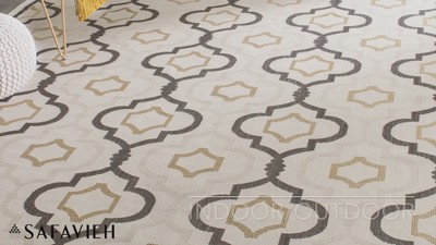 Beige and Black Synthetic Flat Woven 2'4" x 14' Runner Rug