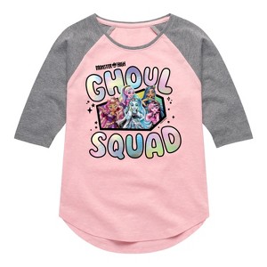 Girls' - Mattel - Ghouls Squad Shirt Tail Raglan Graphic T-shirt - 1 of 4