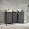 Laundry Hamper, Laundry Basket, Laundry Sorter with 3 Pull-Out and Removable Bags, Shelf, Metal Frame, 3 x 10 Gallons - 2 of 4