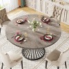 Okak Rustic Industrial Large Round Dining Table with Sturdy Metal Base,Minimalist Kitchen Dinner Table for Dining Room,Breakfast Nook - 2 of 4