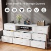 9 Drawer Dresser 63” Long TV Stand for Bedroom Entertainment Center with Power Outlet LED Light for 65"-75" TV White Dresser with Fabric - 2 of 4