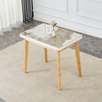 NicBex Dining Table for 4 Morden Extendable Dining Room Table with 4 Wooden Legs for Kitchen and Dining Room