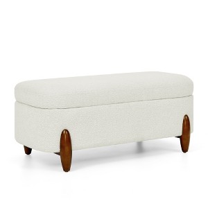 Christopher Knight Home Mamie Modern Boucle Upholstered 42.5" Storage Ottoman with Rubberwood Tapered Legs - 1 of 4