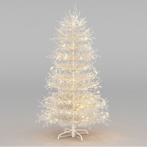 Racxily Pre-Lit Artificial Christmas Tree, Snow Flocked Branch Tips with Warm White Lighting, Holiday Decor - 1 of 4