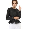 INSPIRE CHIC Women's Peplum Collarless Round Neck Button Down Cropped Ruffle Hem Denim Jackets - 2 of 4