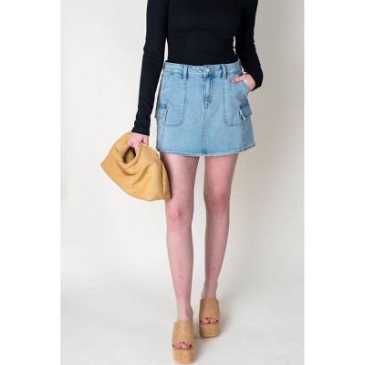 Women's Remi Cargo Denim Mini Skirt - JUST BLACK DENIM