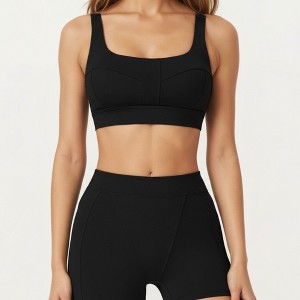 Anna-Kaci Active Women's Square Neck Sports Bra with Contour Seam Design and Wide Supportive Straps - 1 of 4