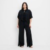 Women's Short Sleeve Embroidered Tie-Front Blouse - Future Collective - 3 of 3