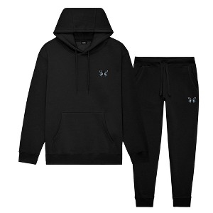 Dalix Butterfly Embroidery Sweatsuit Set Hoodie Jogger Soft Fleece Relaxed Fit Lounge Womens - 1 of 4
