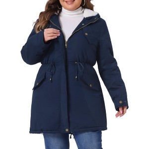 Agnes Orinda Women's Plus Size Drawstring Waist Long Sleeve Warm Barn Jackets with Hooded - 1 of 4
