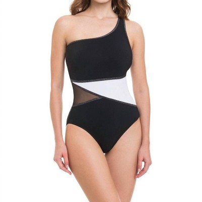 Women's One Shoulder Mesh Inset One Piece Swimsuit - Profile By Gottex