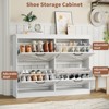Shoe Storage Cabinet with 4 Flip Drawers, Hidden Wide Shoe Storage Organizer Cabinet, Simple and Elegant, Freestanding Wood Shoe Rack Cabinet - 3 of 4