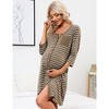 WhizMax Mothers Day Gifts Maternity Nightgown Women's 3/4 Sleeve Striped Nursing Sleepshirt Full Button Breastfeeding Sleep Dress - 3 of 4