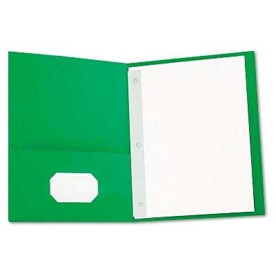 Universal Two-Pocket Portfolios w/Tang Fasteners 11 x 8-1/2 Green 25/Box 57117