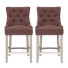 WestinTrends 24" Linen Tufted Buttons Upholstered Wingback Counter Stool (Set of 2) - 3 of 4