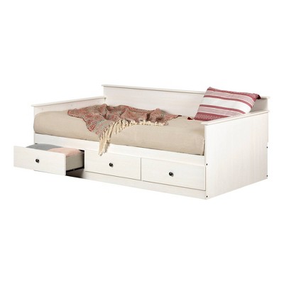 White Wash Twin Daybed with 3 Storage Drawers