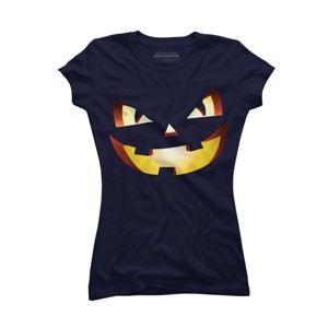 Junior's Design By Humans Halloween Pumpkin Evil Smiley Face By artdim T-Shirt - 1 of 3