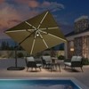 PURPLE LEAF 10x10 Ft Cantilever Umbrella Square Solar Powered LED Outdoor Patio Umbrella with 360°Rotation Adjustable With Base - 2 of 4