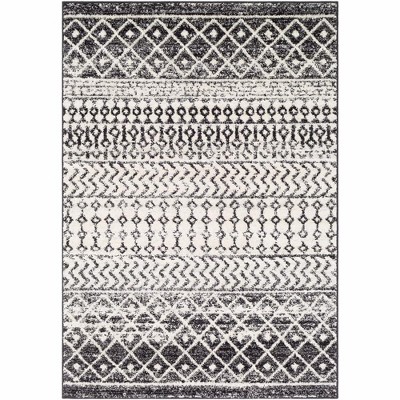 Mark & Day Louise 3'11"x5'7" Rectangle Woven Indoor Area Rugs Black/White: Stain-Resistant Ikat Design, Bohemian Style