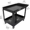Plastic Service Cart, 2-Shelf 550 lbs Heavy Duty Utility Rolling Work Cart with 360° Swivel Wheels and Ergonomic Storage Handle - 2 of 4