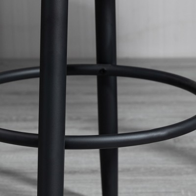 Gray Upholstered Swivel Bar Stools with Steel Legs, Set of 2
