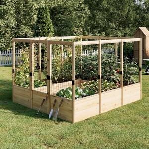 AMERLIFE U-Shaped Raised Garden Bed with Deer Proof Fence - 1 of 4